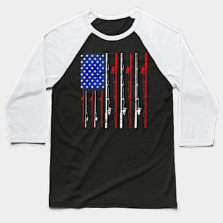 American Flag Fishing Rod Fishing Lover Baseball T-Shirt